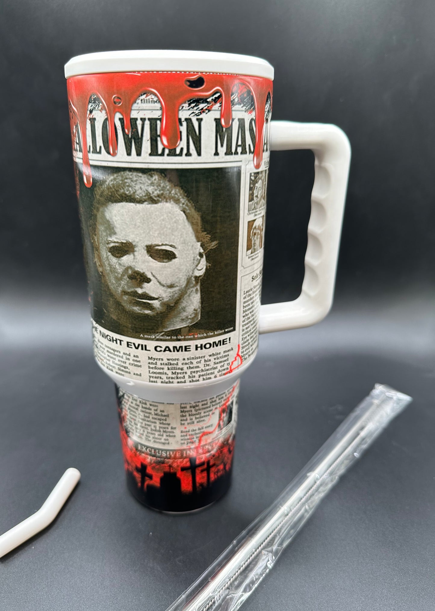 40 oz Michael Horror sublimated tumbler