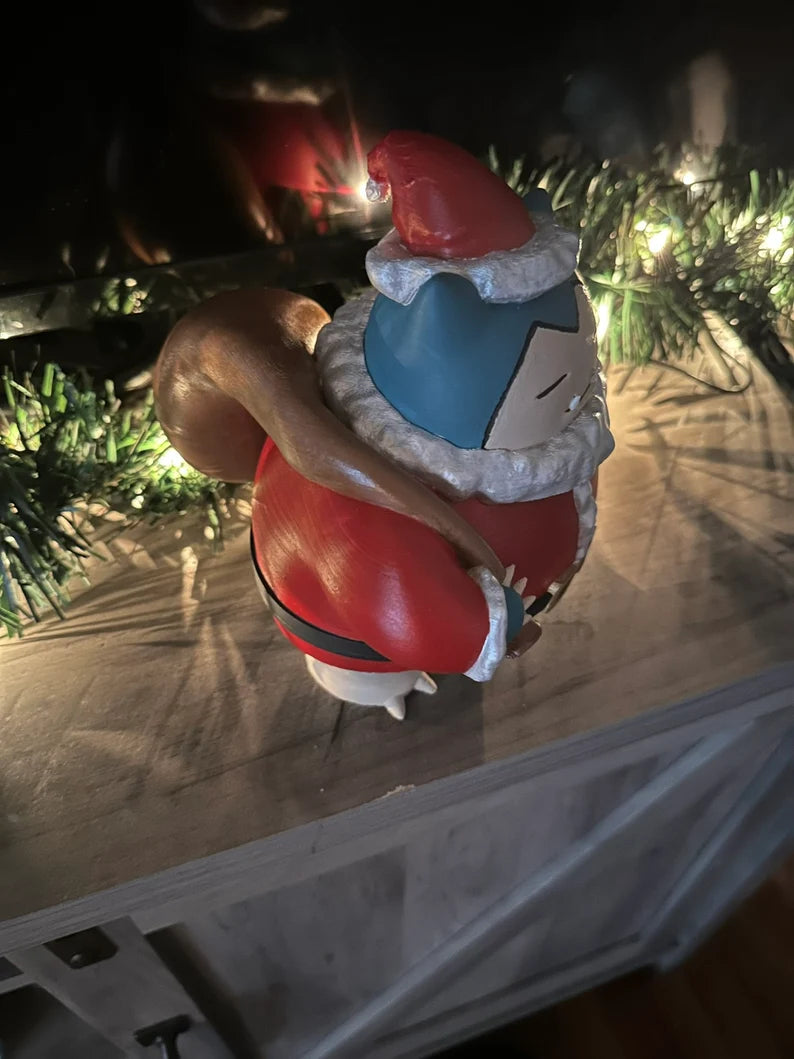 Santa Snorlax Pokemon Christmas Gift Santa Claus 3D Printed Tree Topper Holiday Pokemon Decor