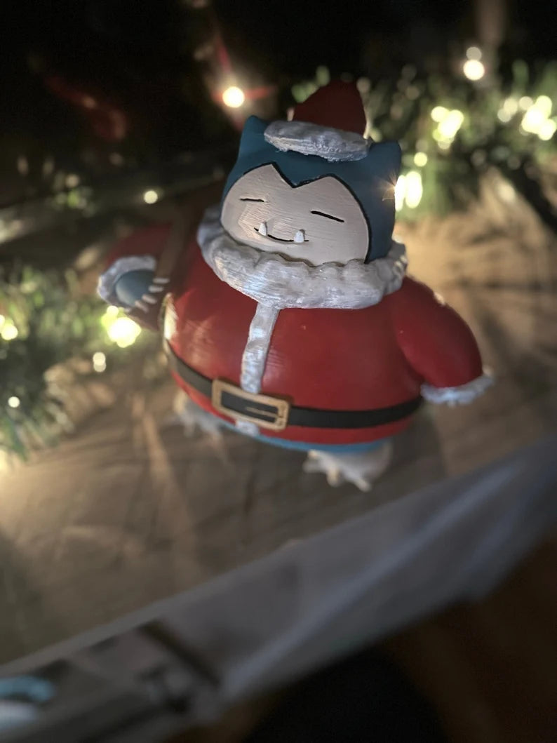 Santa Snorlax Pokemon Christmas Gift Santa Claus 3D Printed Tree Topper Holiday Pokemon Decor