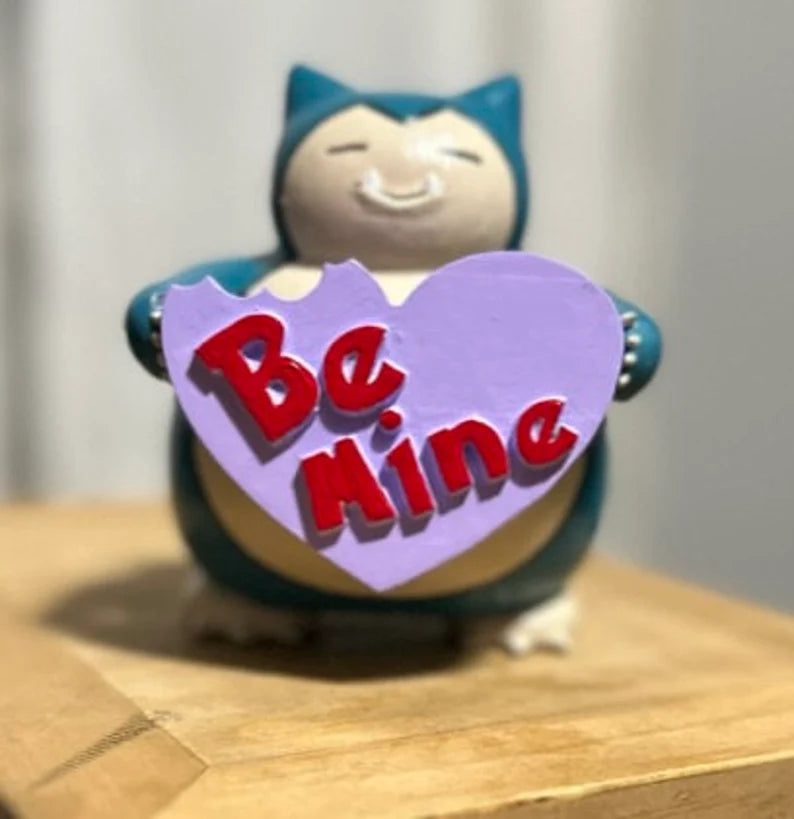 Valentine Snorlax Candy Hearts Gift for him Pokemon gift 3D printed hand painted