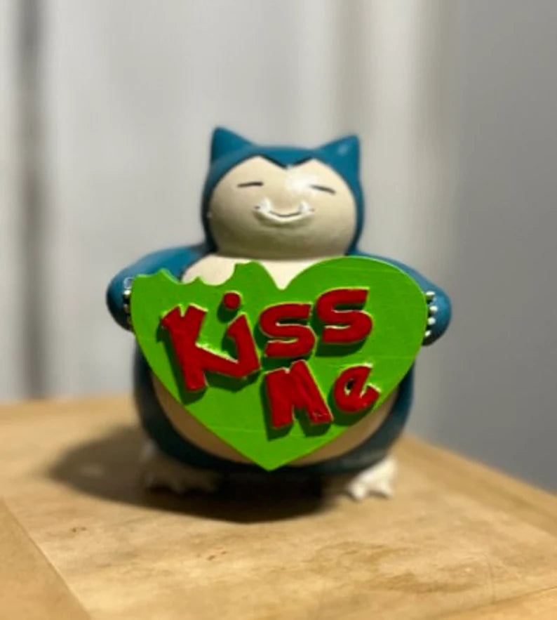 Valentine Snorlax Candy Hearts Gift for him Pokemon gift 3D printed hand painted