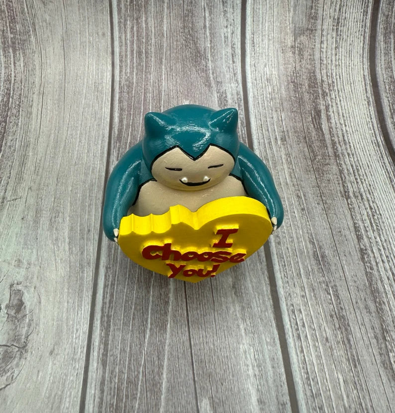 Valentine Snorlax Candy Hearts Gift for him Pokemon gift 3D printed hand painted