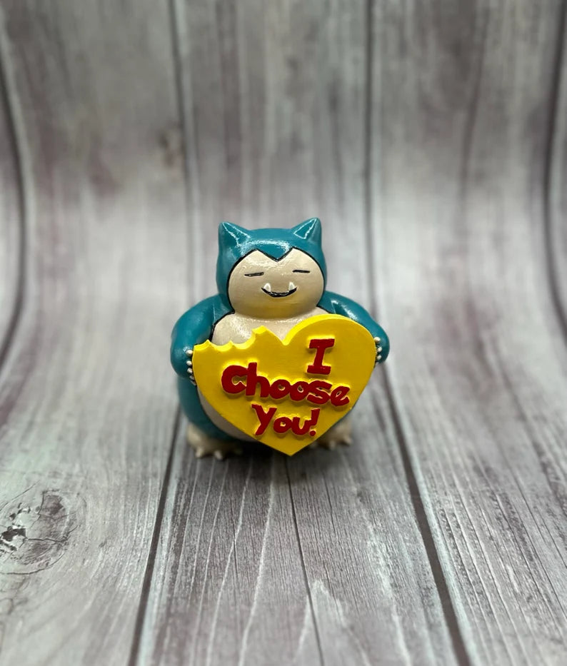 Valentine Snorlax Candy Hearts Gift for him Pokemon gift 3D printed hand painted